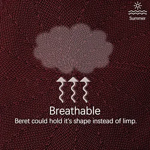 Gllutt Summer Knitted Thin Beret Hat for Women Size Adjustable French Style Solid Color - 5