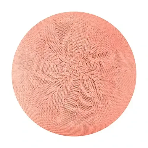 Gllutt Summer Knitted Thin Beret Hat for Women Size Adjustable French Style Solid Color 