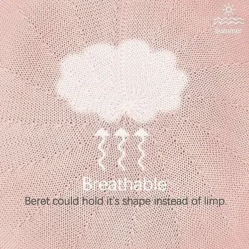 Gllutt Summer Knitted Thin Beret Hat for Women Size Adjustable French Style Solid Color - 4