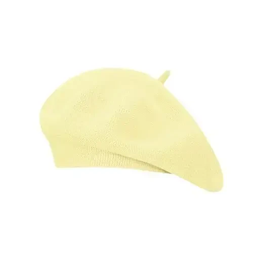 Gllutt Summer Knitted Thin Beret Hat for Women Slouchy Hat French Style Loose Soft Solid Color 