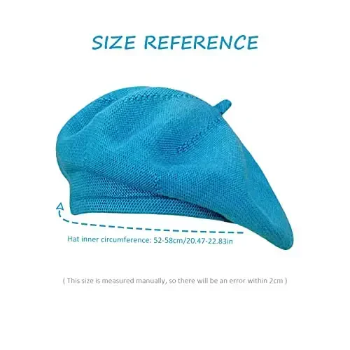 Gllutt Summer Knitted Thin Beret Hat for Women Slouchy Hat French Style Loose Soft Solid Color - 4