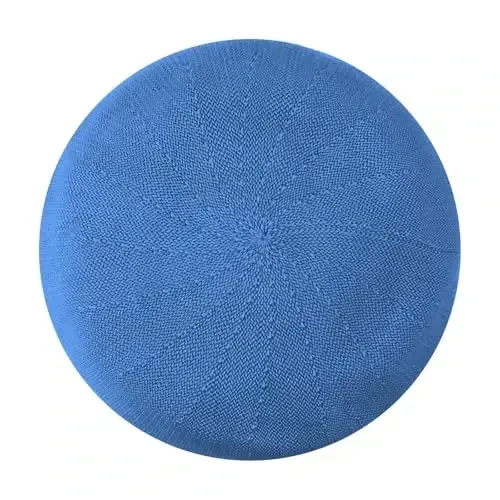 Gllutt Summer Knitted Thin Beret Hat for Women Size Adjustable French Style Solid Color 