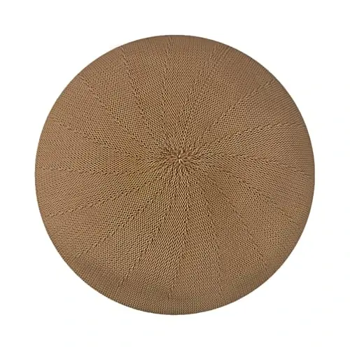 Gllutt Summer Knitted Thin Beret Hat for Women Size Adjustable French Style Solid Color - 2