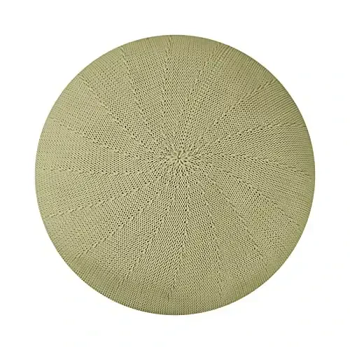 Gllutt Summer Knitted Thin Beret Hat for Women Size Adjustable French Style Solid Color 