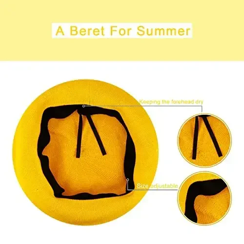 Gllutt Yozgi Triko Yupqa Bere Ayollar uchun Hajmi Sozlanishi Fransuzcha Uslub Bir Rangli Shlyapa - 2