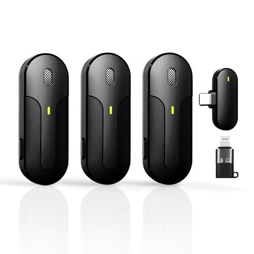 GLONHI Wireless Lavalier Microphone for iPhone, Android, Camera - Mini Noise Canceling Lapel Mic for Vlog/TikTok/YouTube Live Stream (3 Mic) - GLONHI