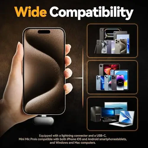 GLONHI Simsiz Lavalier Mikrofoni iPhone, Android, Kamera uchun, Simsiz Lavalier Mikrofoni, Mini Mikrofon, Shovqinni bekor qiluvchi lapel Mic Vlog/TikTok/YouTube Jonli efir(3 Mic) - 4