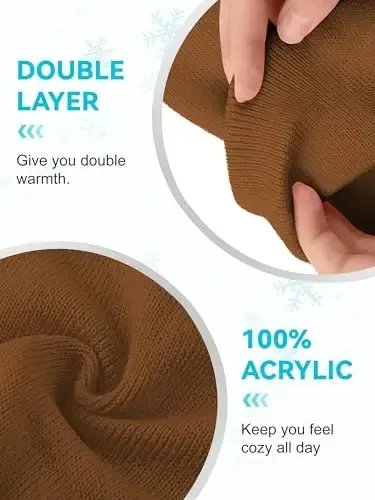 Glooarm Beanie для мужчин и женщин, вязаные зимние шапки, теплые мешковатые шапки унисекс с отворотом, шапки-бини. - 3