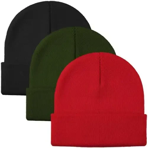 Glooarm Beanie для мужчин женщин вязаные зимние шапки бини теплые мешковатые унисекс с отворотом шапки-бини шапки-черепа - Glooarm