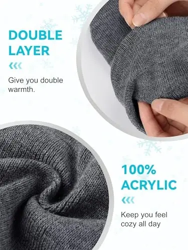 Glooarm Beanie for Men Women Knit Winter Hats Beanies Warm Slouchy Unisex Cuffed Beanies Skull Caps - 3