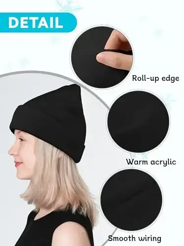 Glooarm Beanie for Men Women Knit Winter Hats Beanies Warm Slouchy Unisex Cuffed Beanies Skull Caps - 4