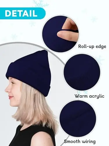 Glooarm Erkaklar Ayollar uchun Triko Qishki Shlyapalar Issiq Yumshoq Unisex Manjetli Shlyapalar череп Qopqoqlari - 4