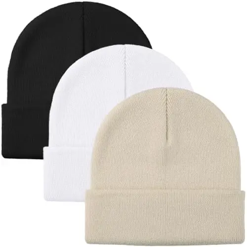 Glooarm erkaklar ayollar uchun trikotaj qishki shapkalar Beani issiq slouchy unisex manjetli beani bosh suyagi qopqoqlari - Glooarm