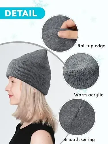 Glooarm erkaklar ayollar uchun trikotaj qishki shapkalar Beanies issiq Slouchy Unisex manjetli Beanies Skull Caps - 4
