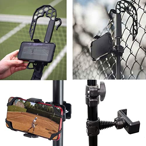 Gloperti Tennis & Pickleball Fence Phone Mount, Gamechanger Phone Camera Fence Mount Holder Practice Equipment,Phone Camera Holder Accessories to Record Stream and Relive Your Baseball Tennis Matches - 4
