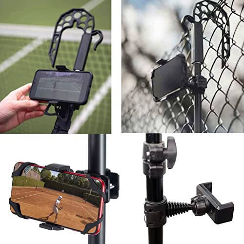 Gloperti Tennis Pickleball Fence Mount, Tennis Practice Equipment, Phone Camera Holder Accessories to Record Stream and Relive Your Tennis Matches - 4