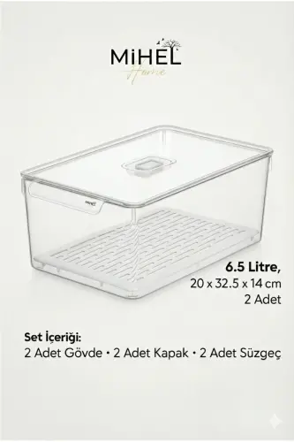 Gloss AirControl XXL 2’li Süzgeçli Havalandırmalı Kapaklı Buzdolabı & Dolap İçi Düzenleyici 6.5 Lt - 8