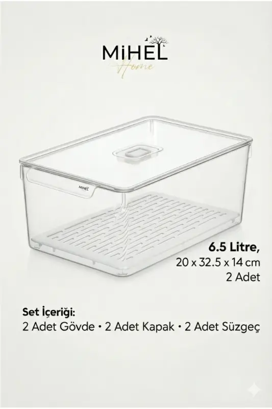 Gloss AirControl XXL 2’li Süzgeçli Havalandırmalı Kapaklı Buzdolabı & Dolap İçi Düzenleyici 6.5 Lt - 8