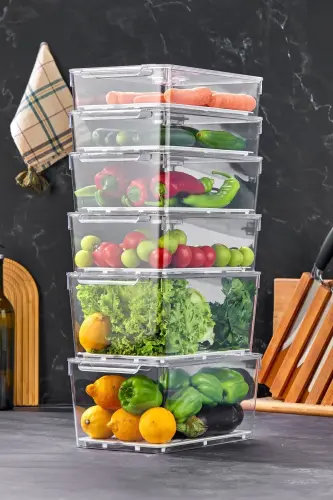 Gloss 6-Piece Mix Strainer Lidded Refrigerator Organizer, Cabinet Organizer, Organizer, Storage Container - MİHEL (1)