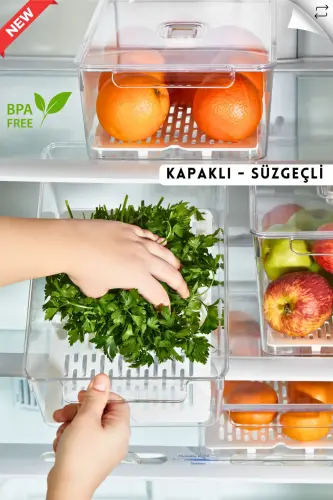 Gloss Xxl 3-Piece Filtered Lidded Refrigerator Organizer, Cabinet Organizer, Organizer, Storage Container - 7