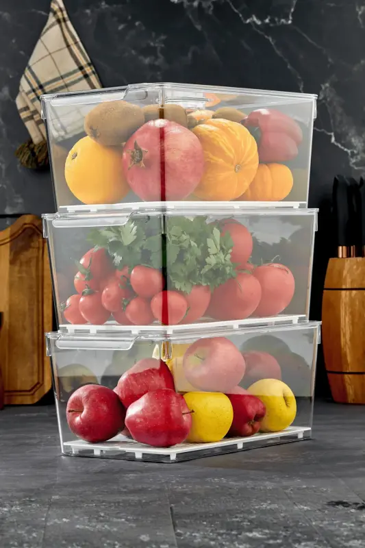 Gloss Xxl 3-Piece Filtered Lidded Refrigerator Organizer, Cabinet Organizer, Organizer, Storage Container - 1