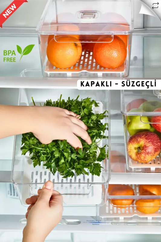 Gloss AirControl XXL 3’lü Süzgeçli Havalandırmalı Kapaklı Buzdolabı & Dolap İçi Düzenleyici 6.5 Lt - 5