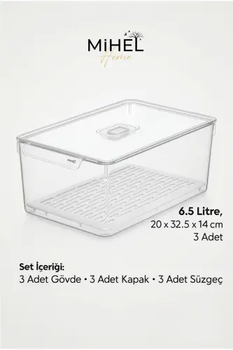 Gloss AirControl XXL 3’lü Süzgeçli Havalandırmalı Kapaklı Buzdolabı & Dolap İçi Düzenleyici 6.5 Lt - 8