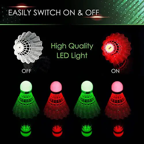 Glow in the Dark Badminton Shuttlecocks 4pcs - 4