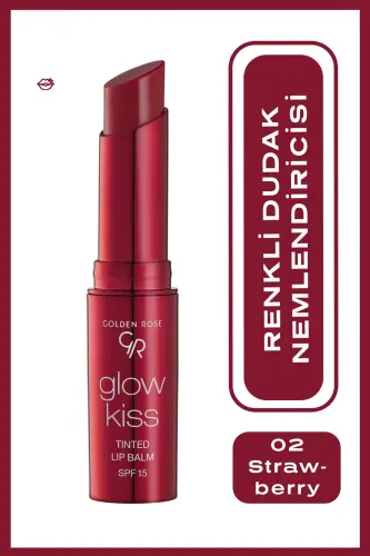 Glow Kiss Tinted Lip Balm SPF15 Shea & Hyaluronik Asitli Renkli Dudak Balmı -02 Strawberry 3 g-strawberry - 1