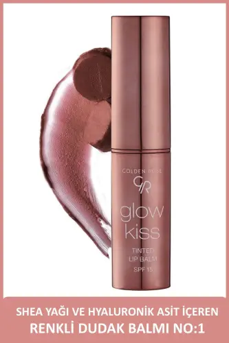 Glow Kiss Tinted Lip Balm SPF15 Shea & Hyaluronik Asitli Renkli Dudak Balmı -01 Vanılla 3 g - Pembe - 1