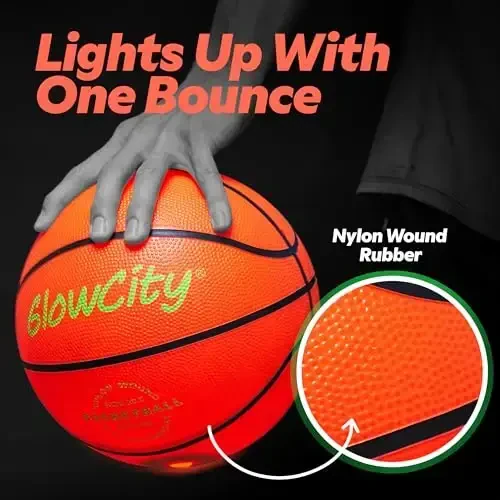 GlowCity Glow in The Dark Basketball for Teen Boy - Glowing Red Basket Ball, Light Up LED Toy for Night Ball Games - Sports Stuff & Gadgets for Kids Age 8 Years Old and Up. Great Gift for Boys & Girls - 3