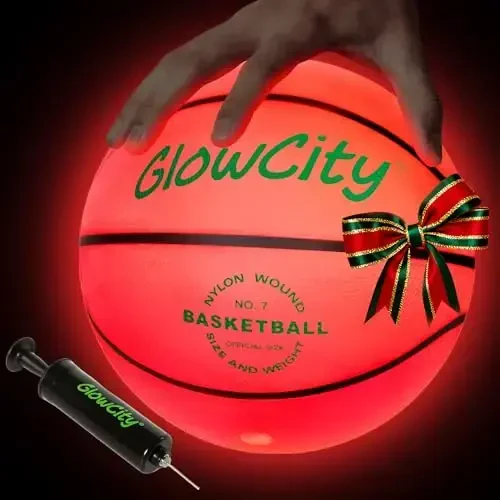 GlowCity Glow in The Dark Basketball for Teen Boy - Glowing Red Basket Ball, Light Up LED Toy for Night Ball Games - Sports Stuff & Gadgets for Kids Age 8 Years Old and Up. Great Gift for Boys & Girls - 6