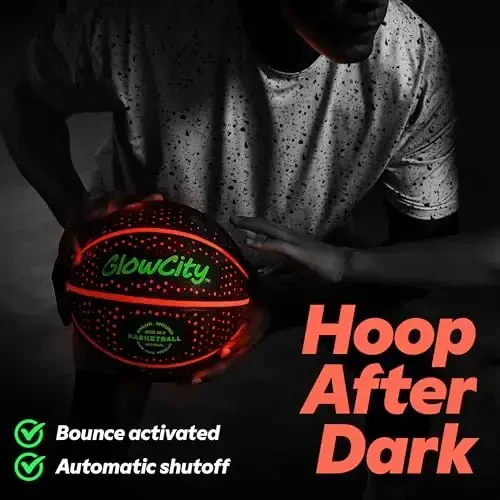 GlowCity Glow in The Dark Basketball - Sizes 5, 6, 7 Light Up Ball for Kids, Teens & Adults - Red Glow for Outdoor Games - Sports Birthday Gifts Ideas for Boys Ages 6 7 8 9 10 11 12 13 14 - GLOWCITY (1)