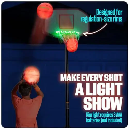 GlowCity Glow in The Dark Basketball for Teen Boy - Glowing Red Basket Ball, Light Up LED Toy for Night Ball Games - Sports Stuff & Gadgets for Kids Age 8 Years Old and Up. Great Gift for Boys & Girls - 5
