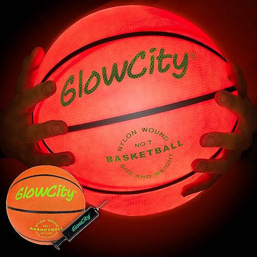 GlowCity Karanlıkta Parlayan Basketbol - Parlayan Kırmızı Basketbol, Gece Top Oyunları İçin Aydınlatmalı LED Oyuncak - Çocuklar İçin Spor Malzemeleri ve Aletler 8 Yaş ve Üzeri. Erkek ve Kızlar İçin Harika Hediye - 14