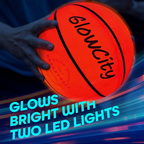 GlowCity Karanlıkta Parlayan Basketbol - Parlayan Kırmızı Basketbol, Gece Top Oyunları İçin Aydınlatmalı LED Oyuncak - Çocuklar İçin Spor Malzemeleri ve Aletler 8 Yaş ve Üzeri. Erkek ve Kızlar İçin Harika Hediye - 19