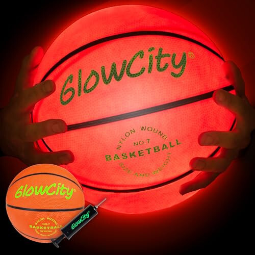 GlowCity Karanlıkta Parlayan Basketbol - Parlayan Kırmızı Basketbol, Gece Top Oyunları İçin Aydınlatmalı LED Oyuncak - Çocuklar İçin Spor Malzemeleri ve Aletler 8 Yaş ve Üzeri. Erkek ve Kızlar İçin Harika Hediye - 8