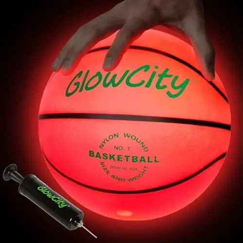 GlowCity Glow in The Dark Basketball - Size 5, 6, 7 Light Up Ball for Kids, Teens & Adults - Night Outdoor Games - Sports Birthday Gifts Ideas for Boys Ages 6 7 8 9 10 11 12 13 14 15 - 5