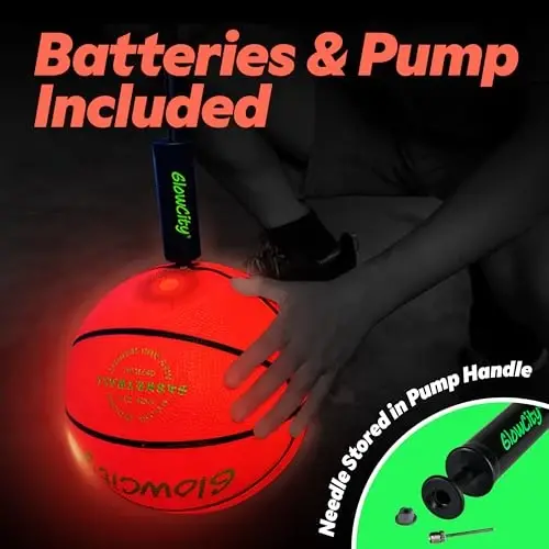 GlowCity Glow in The Dark Basketball - Size 5, 6, 7 Light Up Ball for Kids, Teens & Adults - Night Outdoor Games - Sports Birthday Gifts Ideas for Boys Ages 6 7 8 9 10 11 12 13 14 15 - 2