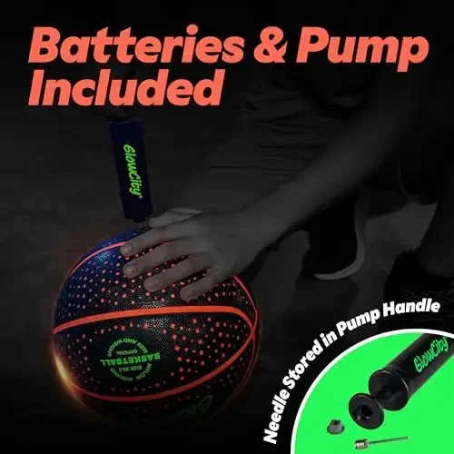 GlowCity Glow in The Dark Basketball - Sizes 5, 6, 7 Light Up Ball for Kids, Teens & Adults - Red Glow for Outdoor Games - Sports Birthday Gifts Ideas for Boys Ages 6 7 8 9 10 11 12 13 14 - 3