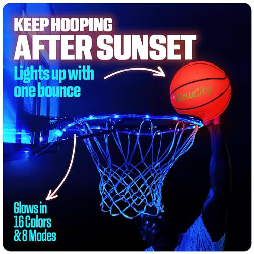 GlowCity Qorong'ida Yoritilgan Basketbol To'pi O'spirin O'g'il Bolalar Uchun - Porloq Qizil Basketbol To'pi, Kechki To'p O'yinlari Uchun Yoritiladigan LED O'yinchoq - Bolalar Uchun Sport Anjomlari Va Gadgetlar 8 Yosh Va Undan Katta - MODAZONE