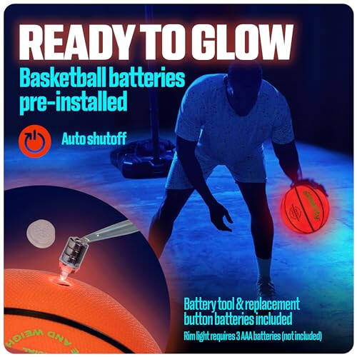 GlowCity Qorong'ida Yoritilgan Basketbol To'pi O'spirin O'g'il Bolalar Uchun - Porloq Qizil Basketbol To'pi, Kechki To'p O'yinlari Uchun Yoritiladigan LED O'yinchoq - Bolalar Uchun Sport Anjomlari Va Gadgetlar 8 Yosh Va Undan Katta - 3