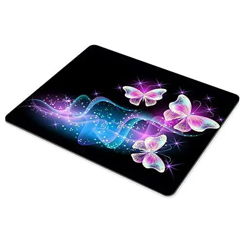 Glowing Night Pink Butterflies Mouse pad moslashilgan sichqoncha, kompyuterlar uchun sirpanmaydigan kauchuk taglikli sichqoncha, noutbuk ofis stoli uchun aksessuarlar sichqoncha. - 4