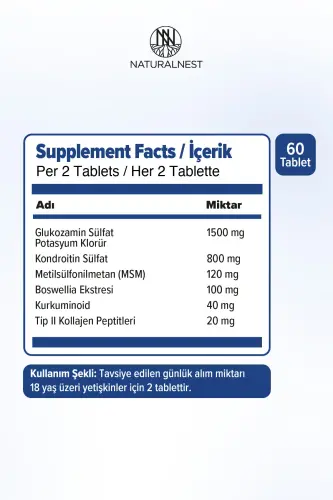 Glucosamine Chondroitin Curcumin & MSM 60 Tablets - NATURALNEST (1)