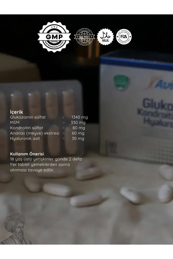 Glucosamine Chondroitin MSM Hyaluronic Acid 60 Tablets - 3