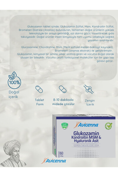 Glucosamine Glukozamin Kondoitin Msm & Hyaluronik Asit - 60 Tablet - AVICENNA (1)