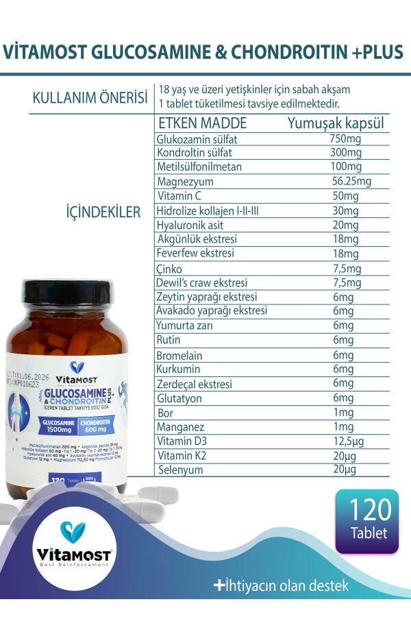 GLÜKOZAMIN & KONDROITİN PLUS 120 TABLET 1500 MG - 5