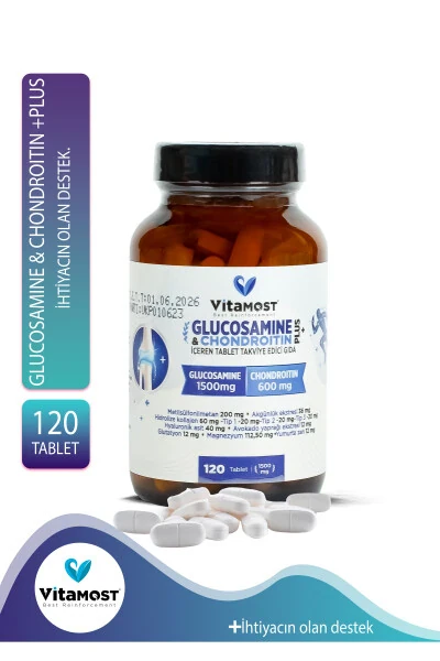 GLÜKOZAMIN & XONDROITIN PLUS 120 TABLETKA 1500 MG - VITAMOST