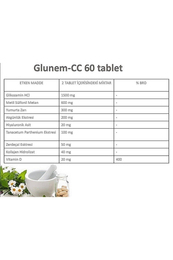 Glunem-cc 60 Glikozamin/Glucosamine Multivitamin Tablet - 8