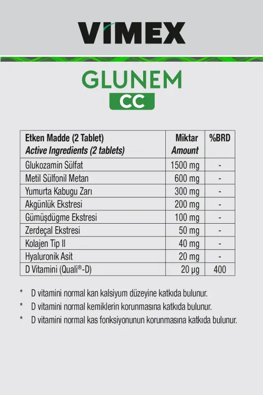 Glunem-cc 60 Glyukozamin/Glyukozamin Multivitamin Tabletka - 2